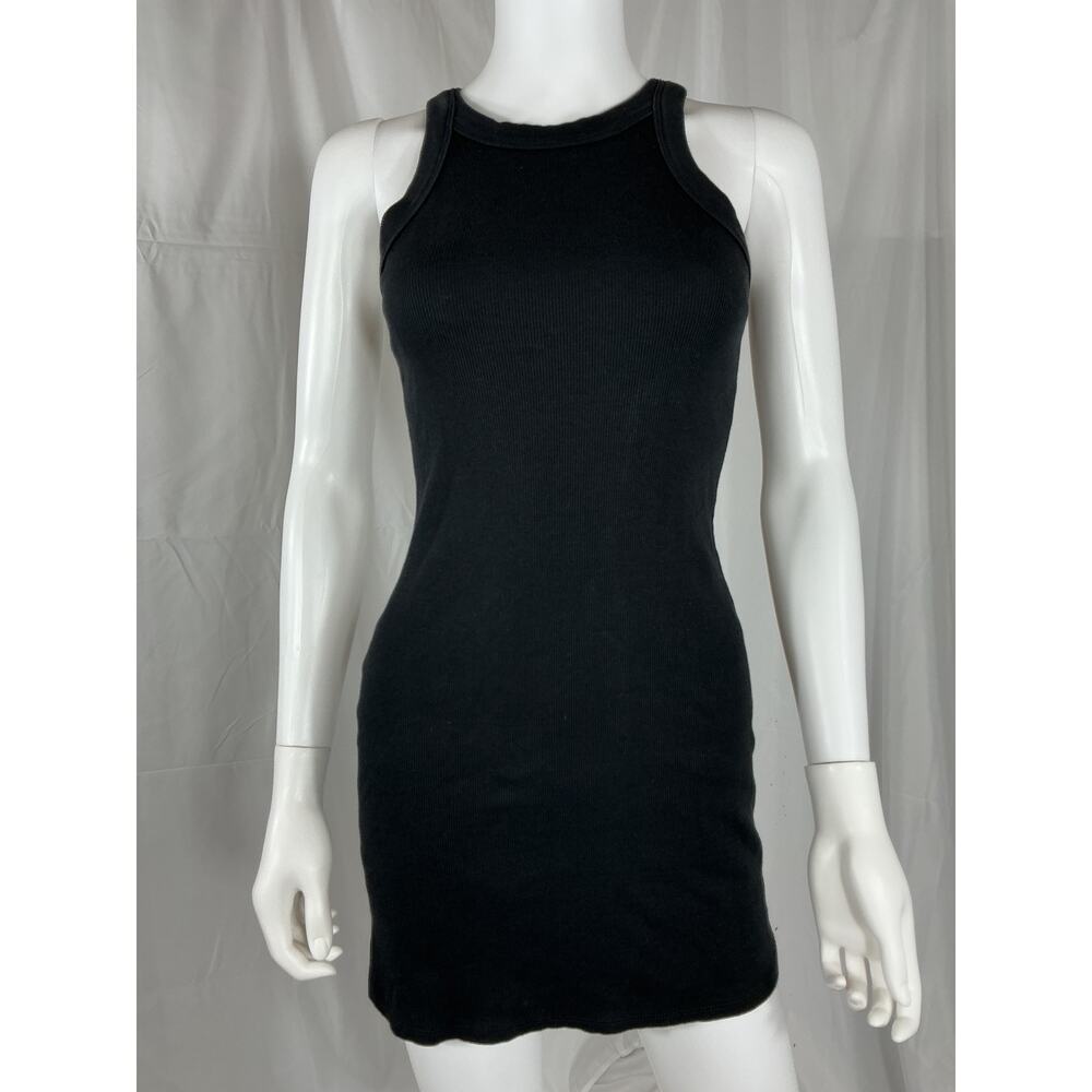 Reformation Black Ribbed Tank Mini Dress